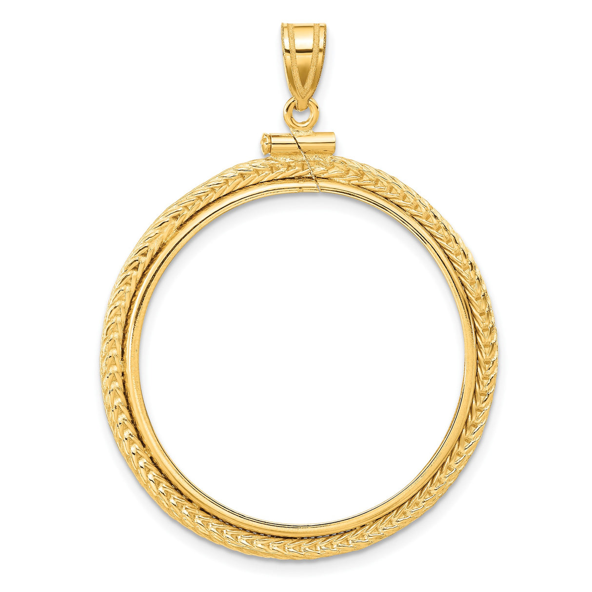 Isle of Man 1/2 oz Gold Cat Coin Bezel Pendant Screw Top Foxtail Chain in 14k Yellow Gold