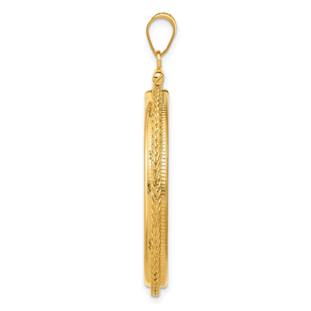 14k Yellow Gold coin bezel for Isle of Man 1 Crown Cat — alternate view