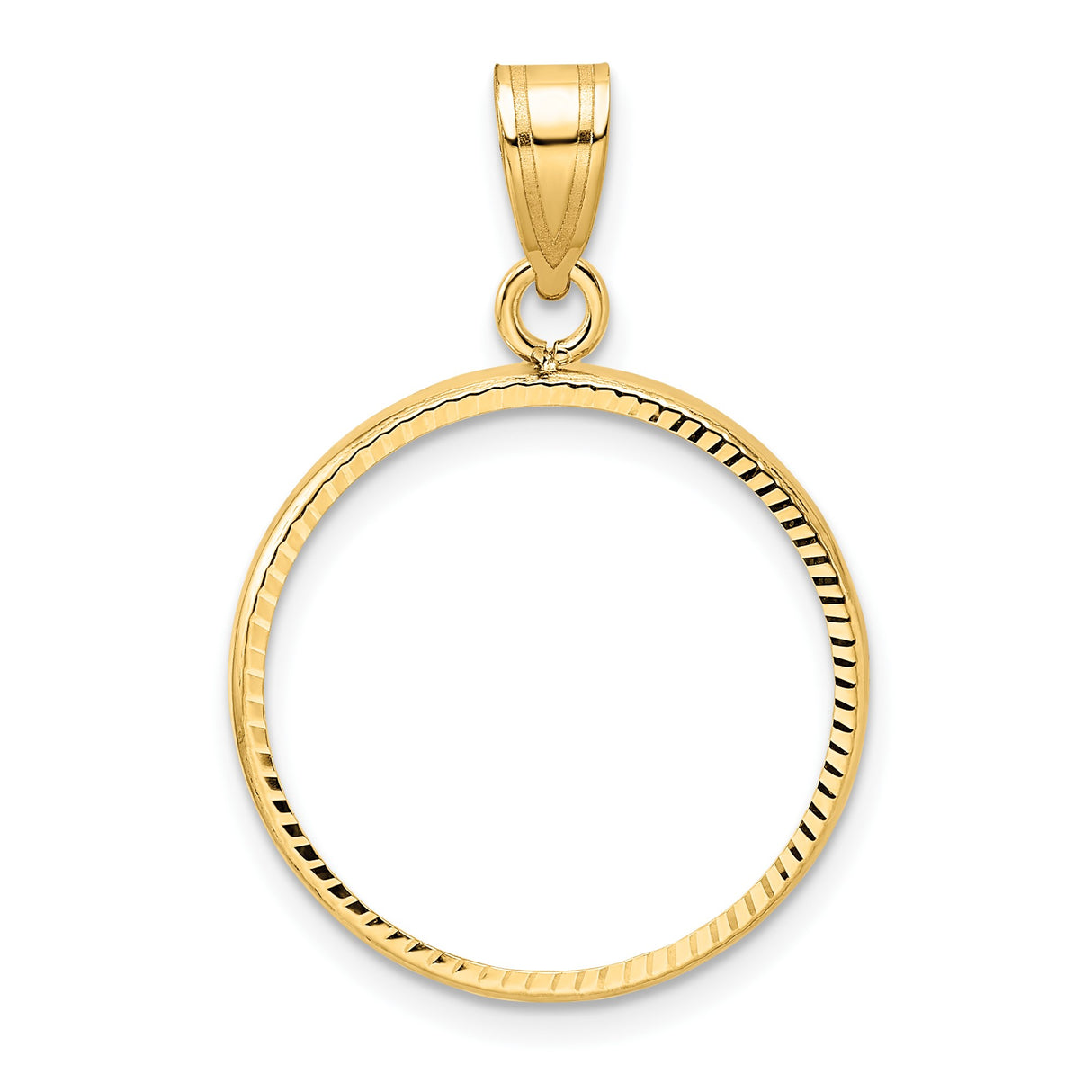 19.5 mm Coin Bezel Pendant Diamond-Cut Polished Prong Set in 10k Yellow Gold