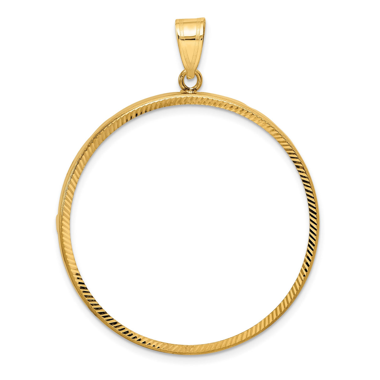 37 mm Coin Bezel Pendant Diamond-Cut Polished Prong Set in 10k Yellow Gold