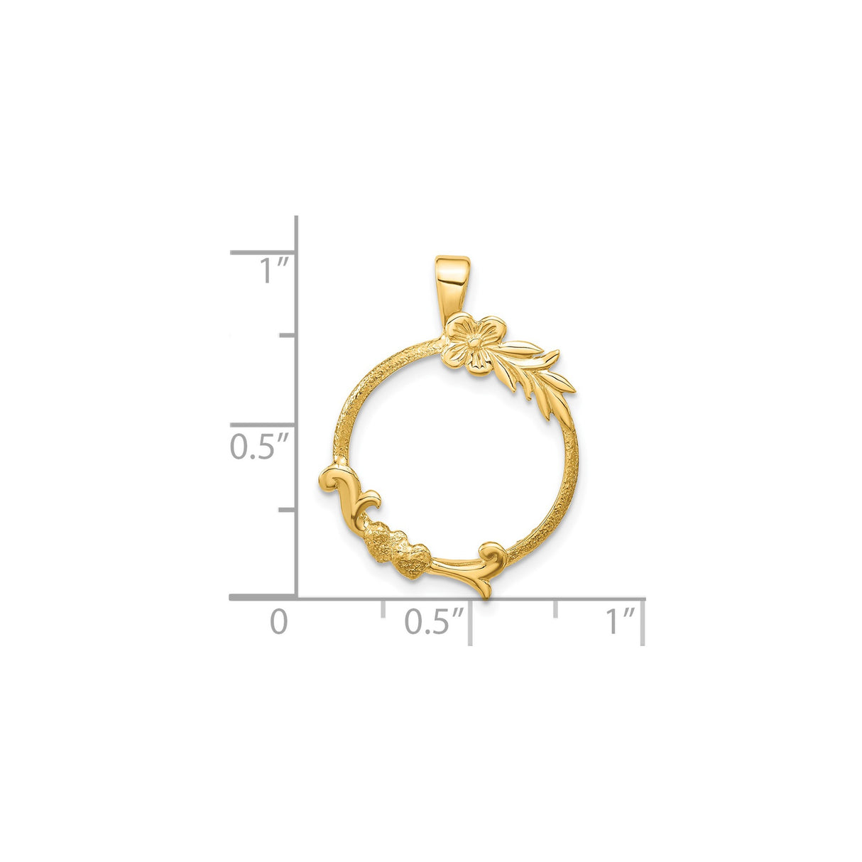Australian 1/10 oz Gold Kangaroo $15 Coin Bezel Pendant Prong Set Flower and Hearts in 14k Yellow Gold