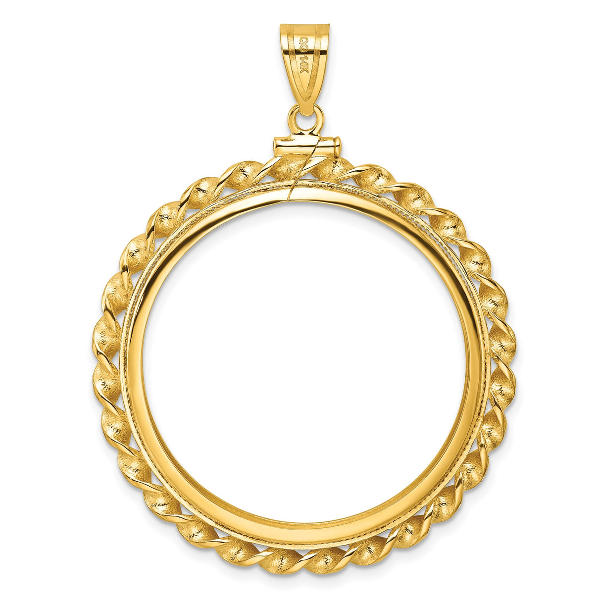 14k Yellow Gold coin bezel for Isle of Man 1 Crown Cat — additional image