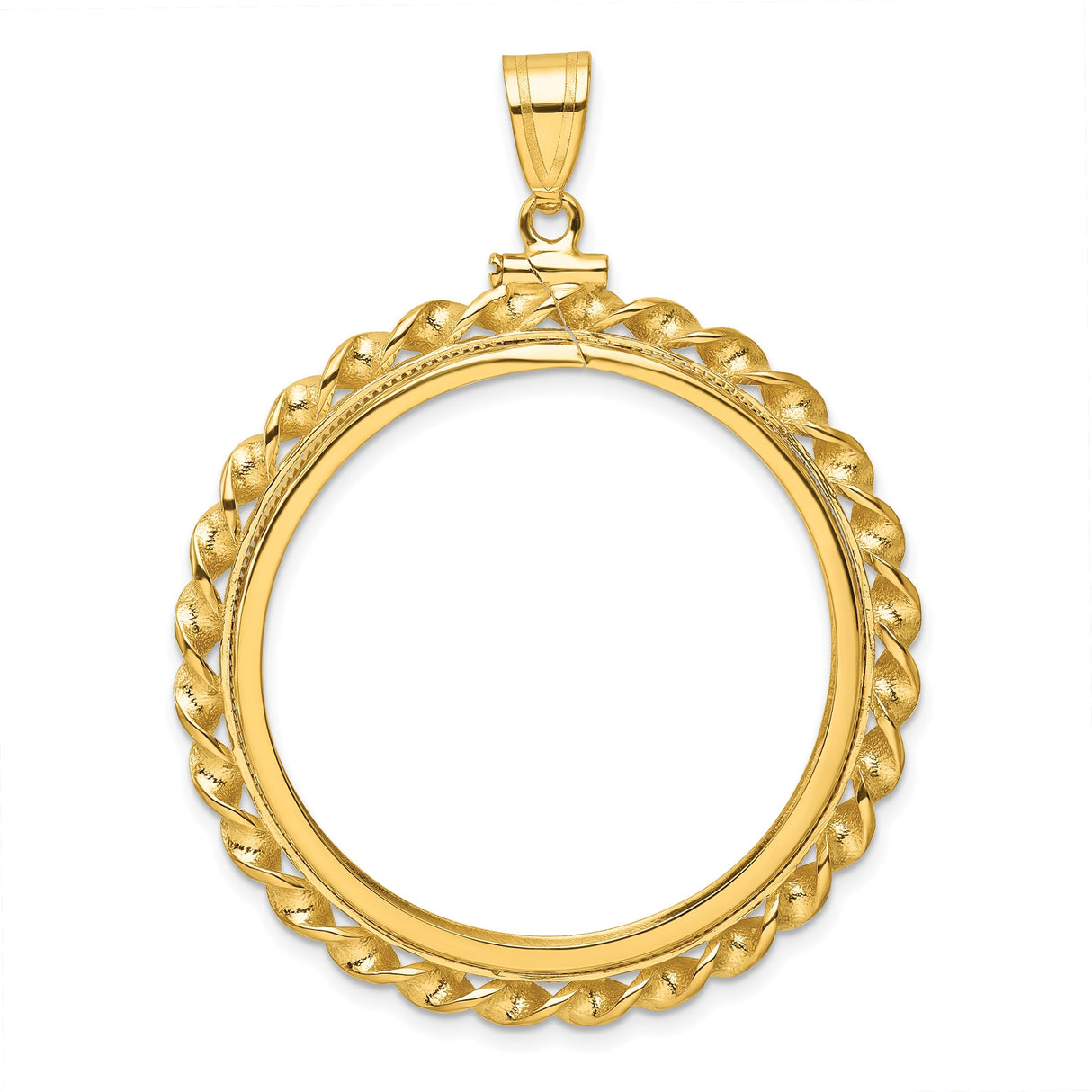 Australian 1 oz Gold Kangaroo $100 Coin Series 2 Coin Bezel Pendant Screw Top Twisted Wire in 10k Yellow Gold