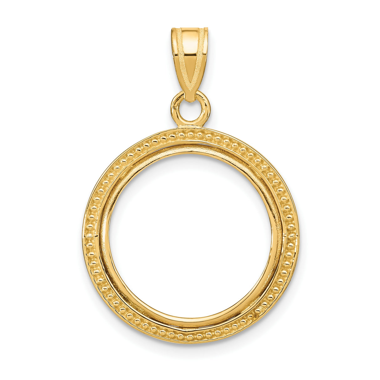 Australian 1/10 oz Gold Koala $15 Coin Bezel Pendant Prong Set Beaded Border in 14k Yellow Gold