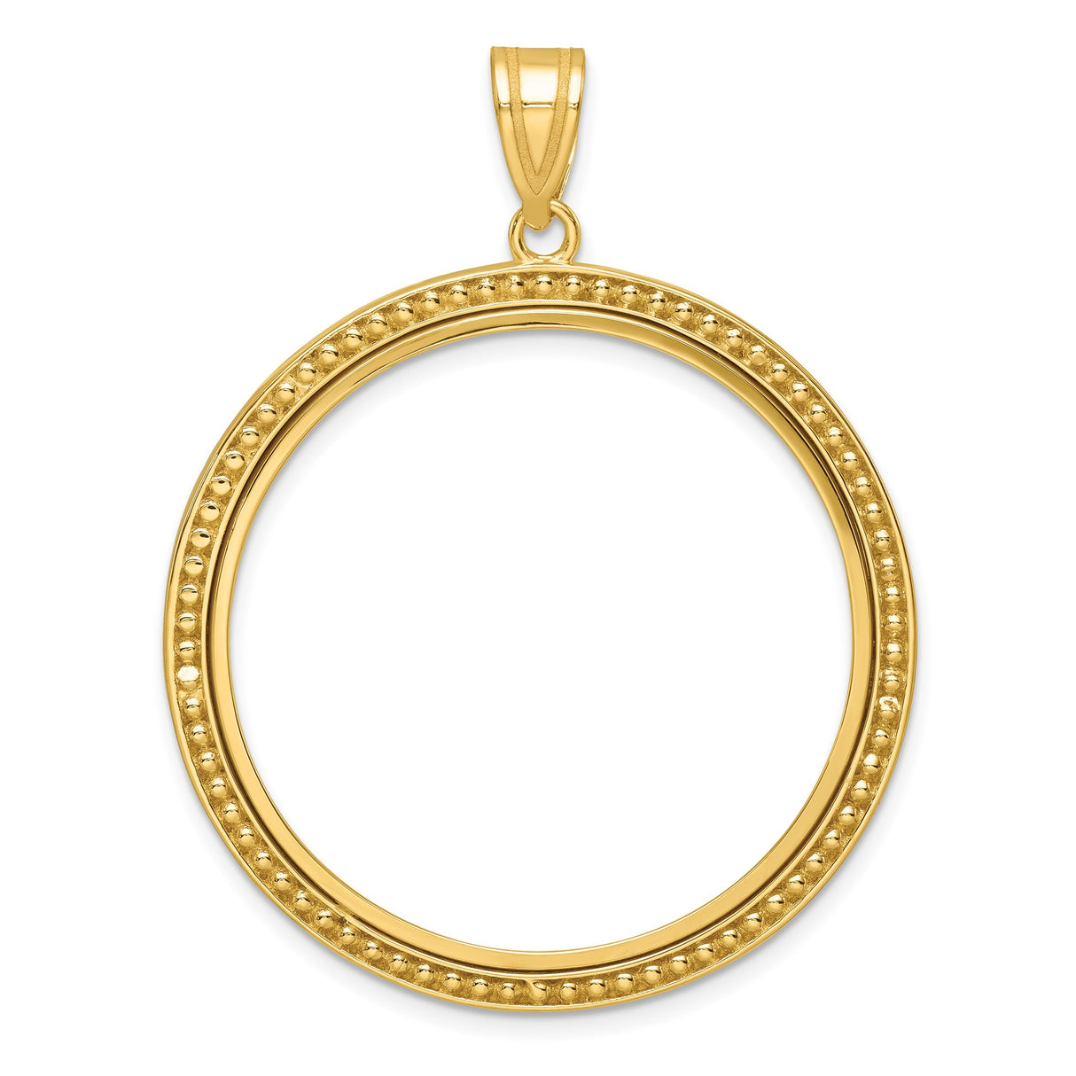 Australian 1 oz Gold Lunar $100 Coin Series 1 Coin Bezel Pendant Prong Set Beaded Border in 14k Yellow Gold