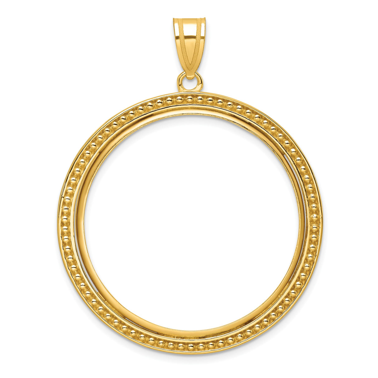 Australian 1 oz Gold Kangaroo $100 Coin Series 2 Coin Bezel Pendant Prong Set Beaded Border in 14k Yellow Gold