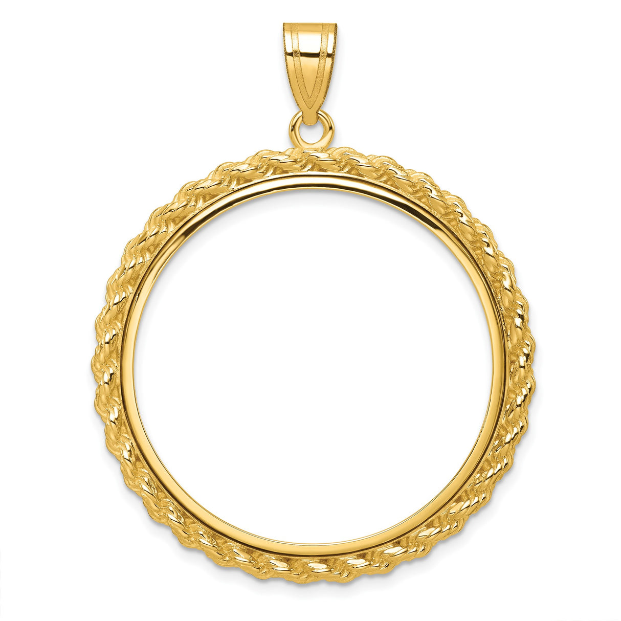 Australian 1 oz Platinum Koala $100 Coin Bezel Pendant Prong Set Polished Rope in 14k Yellow Gold