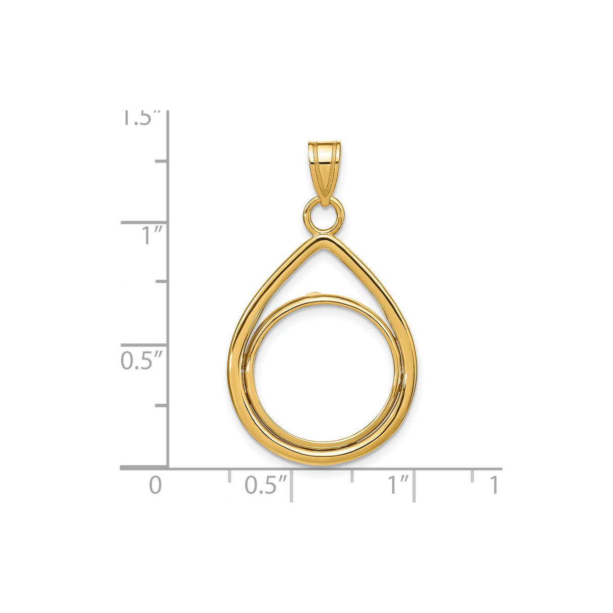 Australian 1/10 oz Gold Kangaroo $15 Coin Bezel Pendant Prong Set Teardrop in 14k Yellow Gold