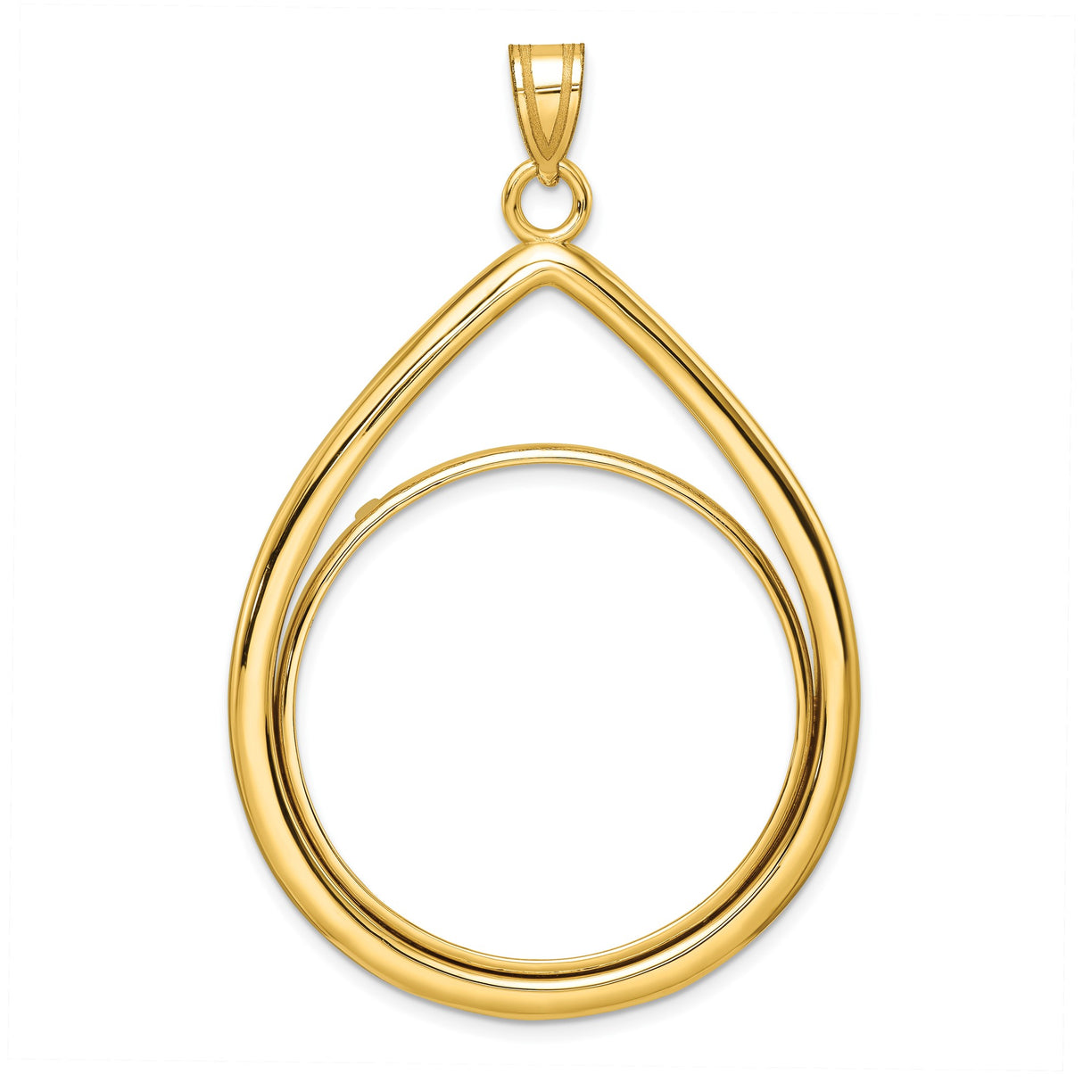 Australian 1 oz Platinum Koala $100 Coin Bezel Pendant Prong Set Teardrop in 14k Yellow Gold
