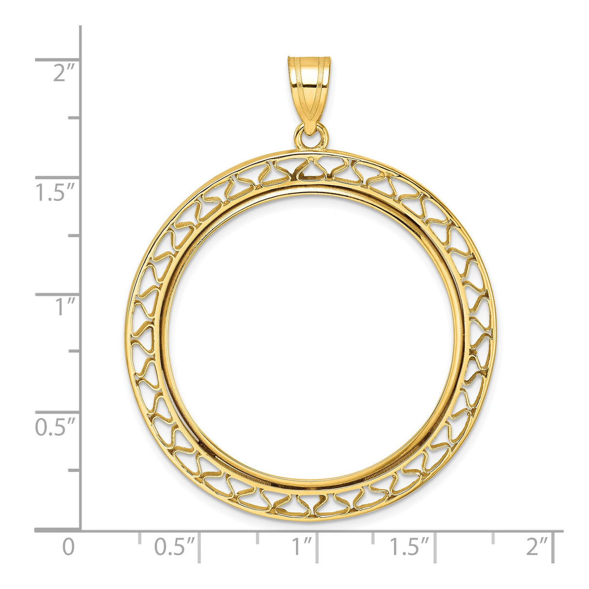 Australian 1 oz Gold Lunar $100 Coin Series 3 Coin Bezel Pendant Prong Set Fancy Wire Border in 14k Yellow Gold