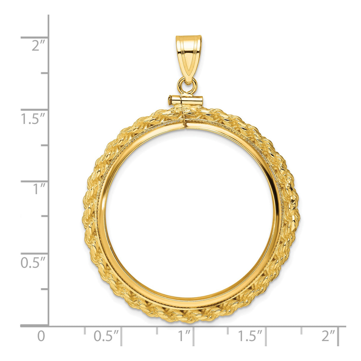 Australian 1 oz Gold Kangaroo $100 Coin Series 2 Coin Bezel Pendant Screw Top Polished Rope in 14k Yellow Gold