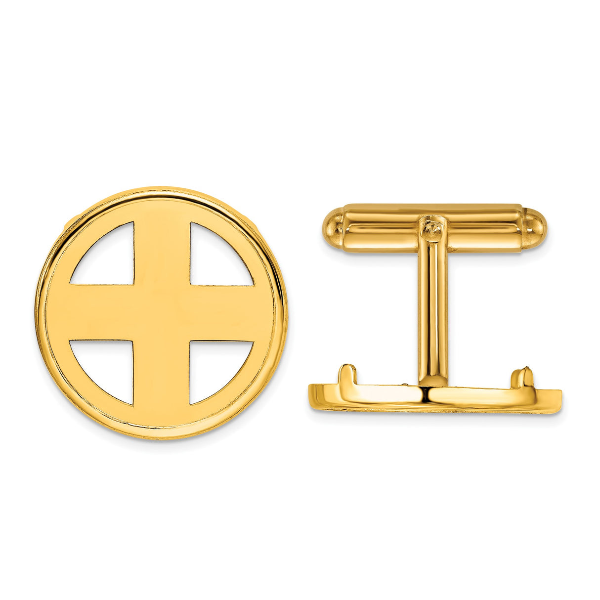 UK Gold Half Sovereign 50 Pence Coin Bezel Cuff Links Prong Set Polished Classic