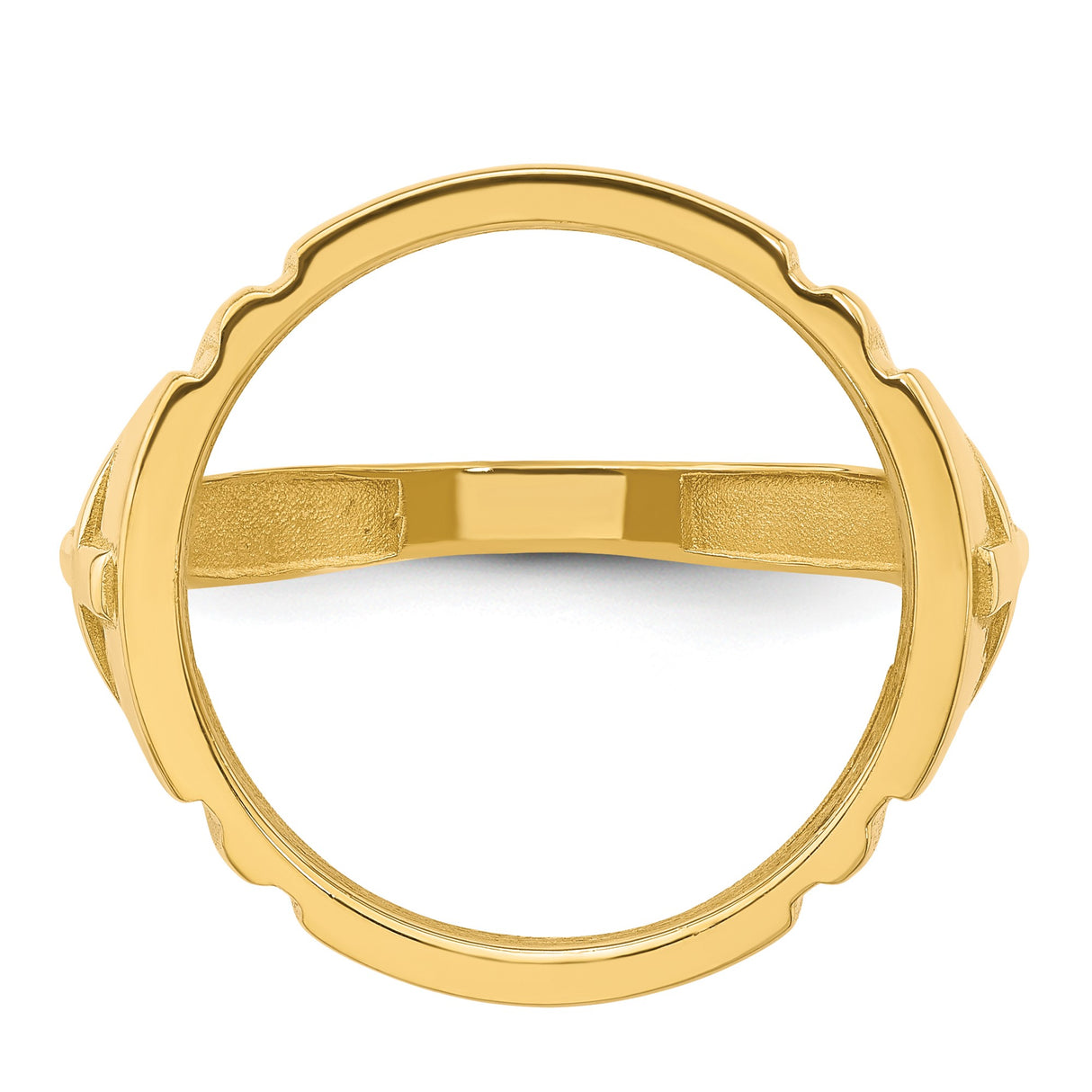Australian 1/10 oz Gold Kangaroo $15 Coin Bezel Ring Prong Set Mens Diamond-Cut Cross Sides in 14k Yellow Gold