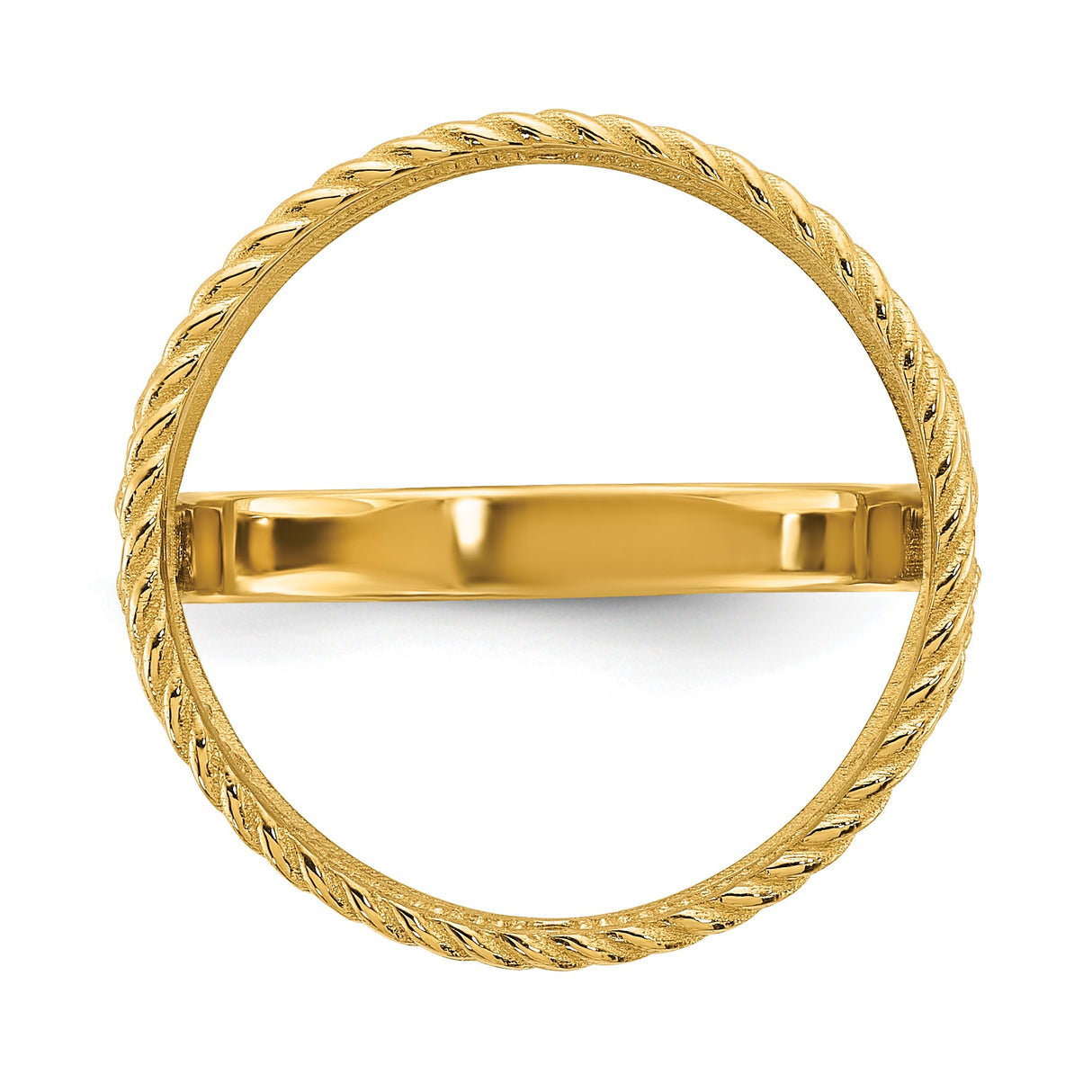 Australian 1/10 oz Gold Lunar $15 Coin Series 3 Coin Bezel Ring Prong Set Diamond-Cut Twisted Wire Scroll in 14k Yellow Gold