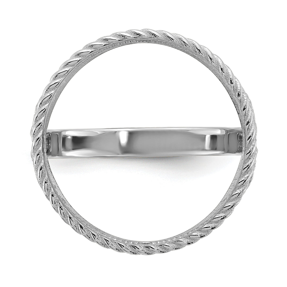 Australian 1/10 oz Gold Lunar $15 Coin Series 3 Coin Bezel Ring Prong Set Diamond-Cut Twisted Wire Scroll in 14k White Gold