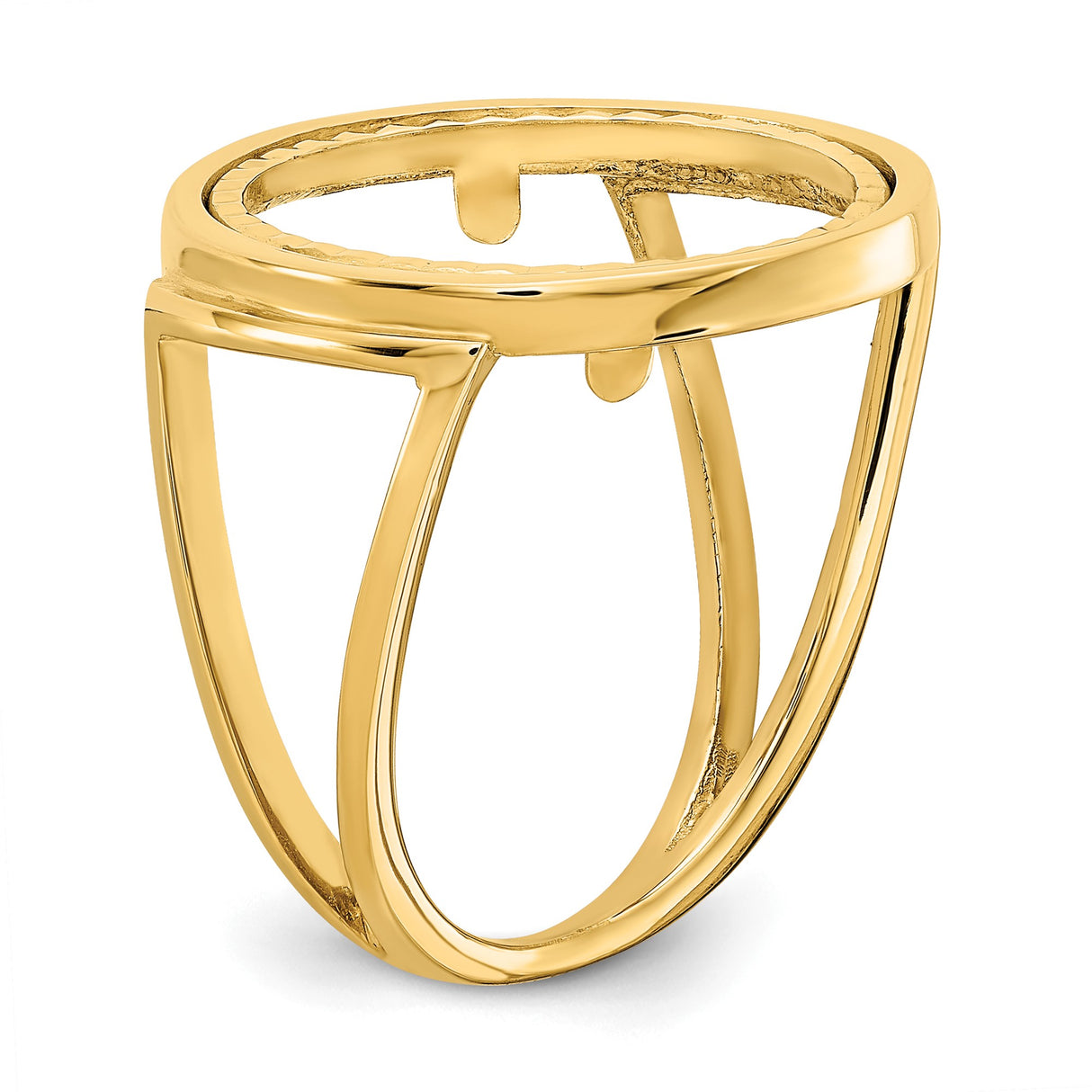 Australian 1/10 oz Gold Lunar $15 Coin Series 3 Coin Bezel Ring Prong Set Diamond-Cut in 14k Yellow Gold