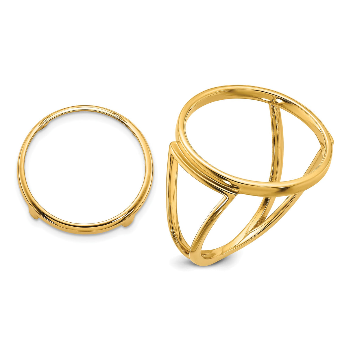 Australian 1/10 oz Gold Kangaroo $15 Coin Bezel Ring Prong Set Diamond-Cut in 14k Yellow Gold