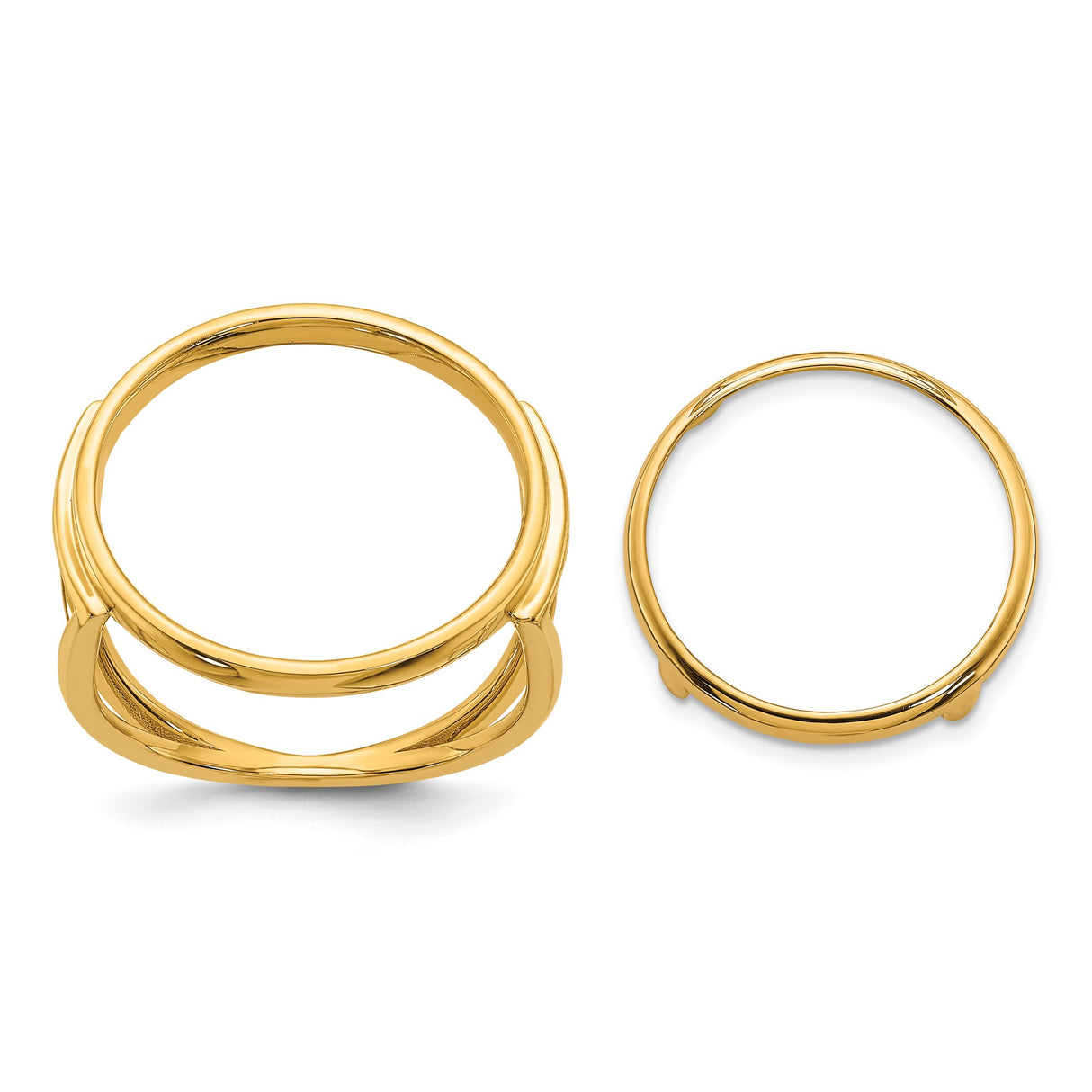 Australian 1/10 oz Gold Kangaroo $15 Coin Bezel Ring Prong Set Diamond-Cut in 14k Yellow Gold