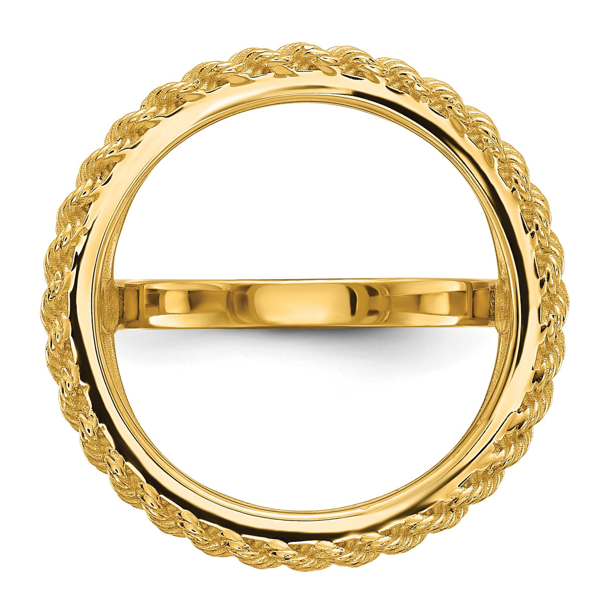 Australian 1/10 oz Gold Lunar $15 Coin Series 3 Coin Bezel Ring Prong Set Diamond-Cut Rope Edge in 14k Yellow Gold