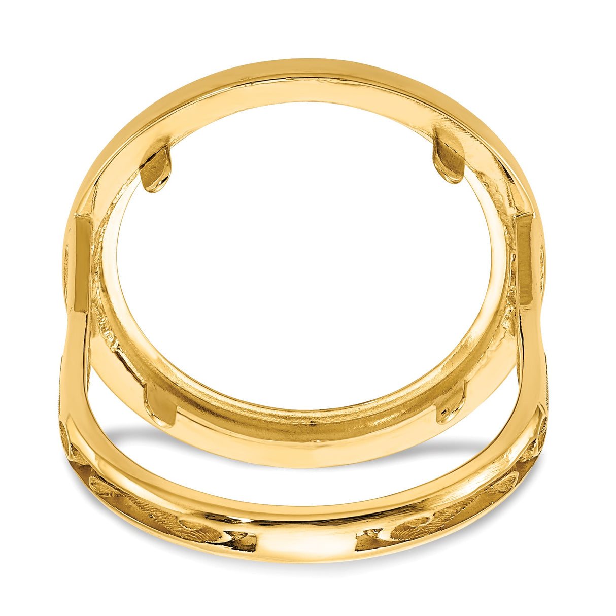 Australian 1/10 oz Gold Lunar $15 Coin Series 3 Coin Bezel Ring Prong Set Diamond-Cut Rope in 14k Yellow Gold