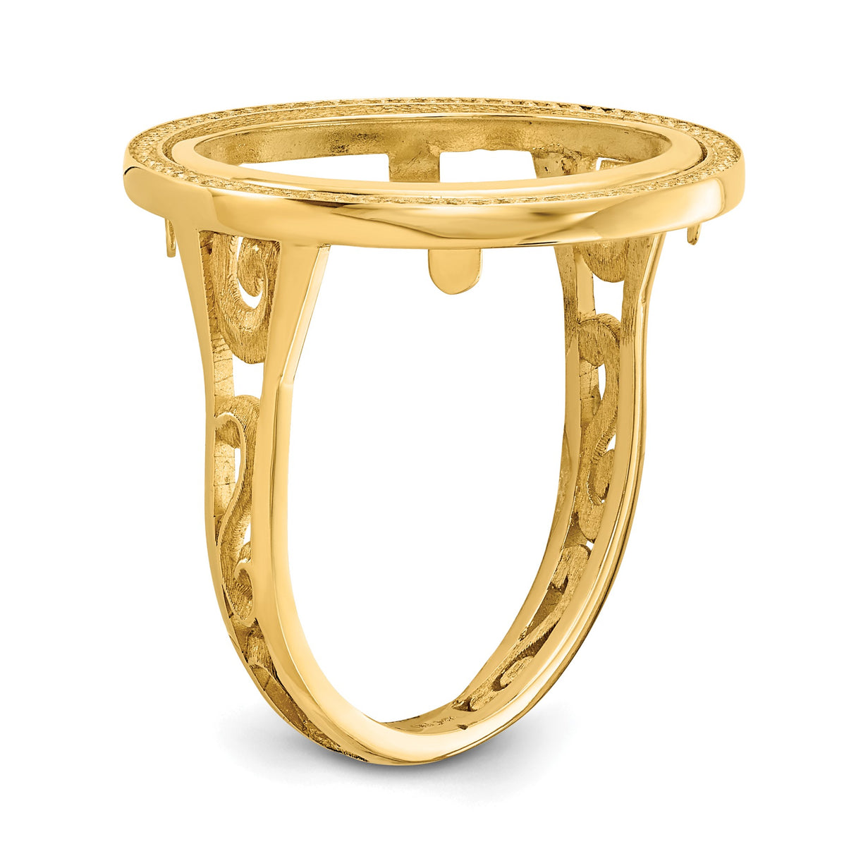 Australian 1/10 oz Gold Lunar $15 Coin Series 3 Coin Bezel Ring Prong Set Diamond-Cut Rope in 14k Yellow Gold