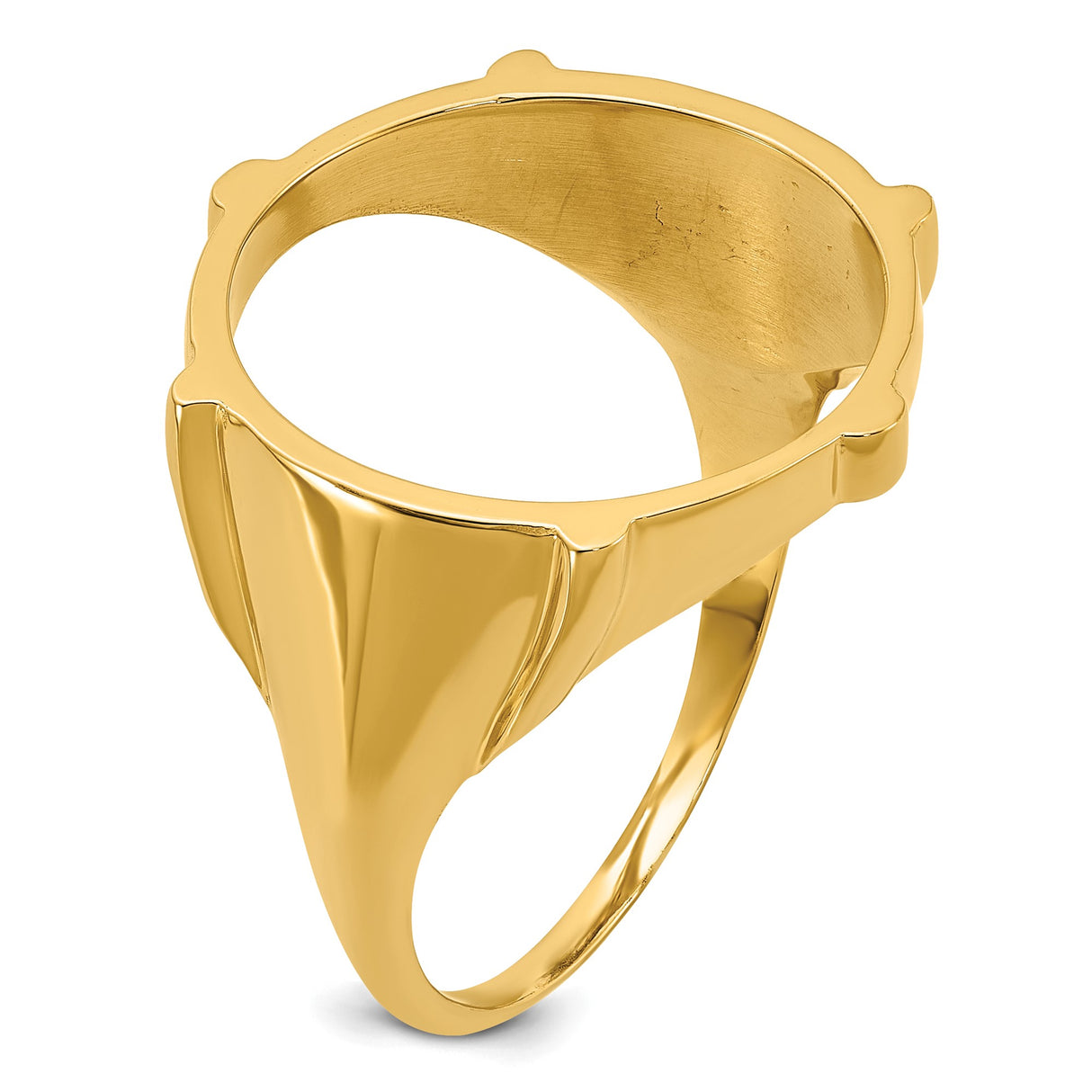 Australian 1/10 oz Gold Kangaroo $15 Coin Bezel Ring Prong Set Diamond-cut Fluted in 14k Yellow Gold