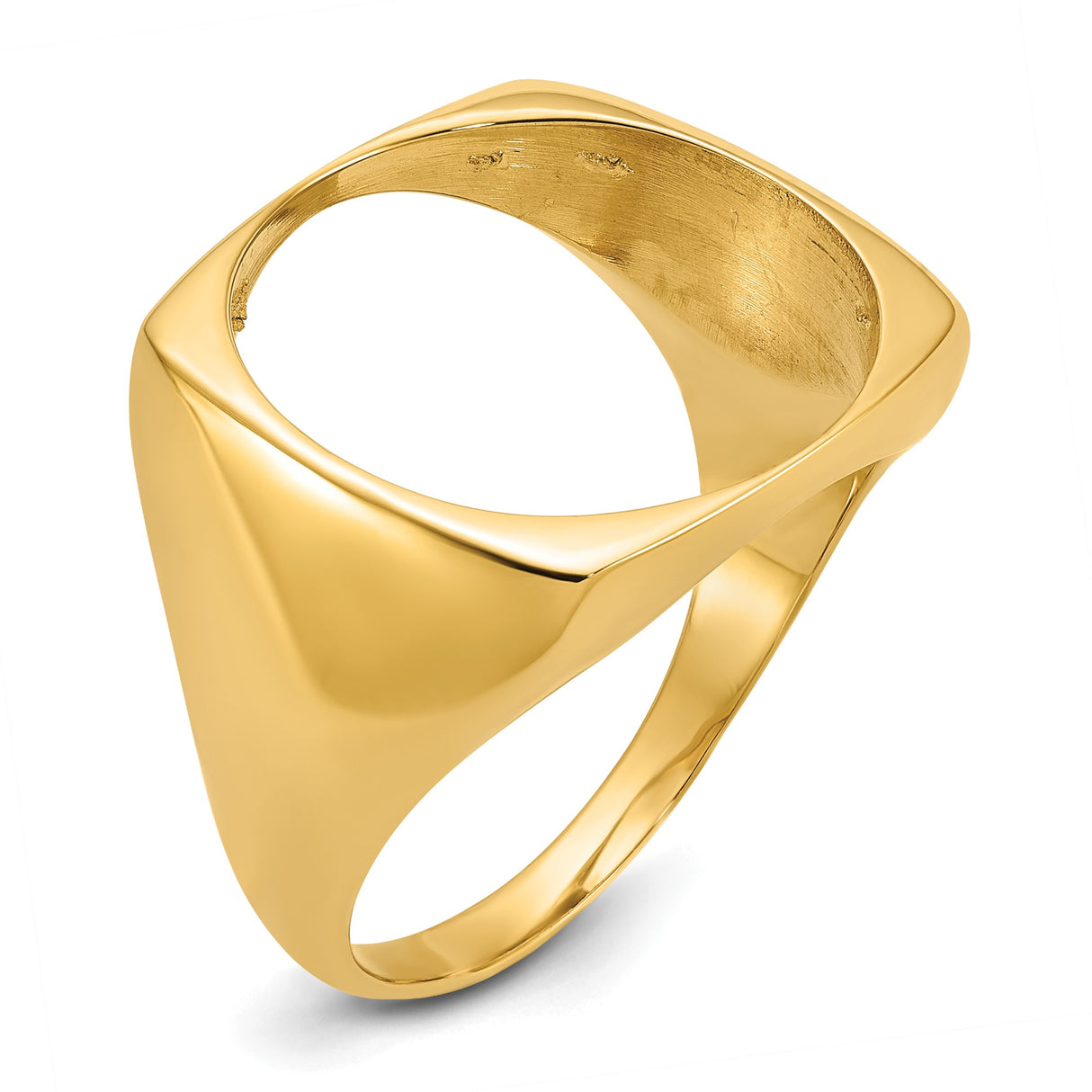 Australian 1/10 oz Gold Lunar $15 Coin Series 3 Coin Bezel Ring Prong Set Mens Diamond-cut Square Shaped in 14k Yellow Gold