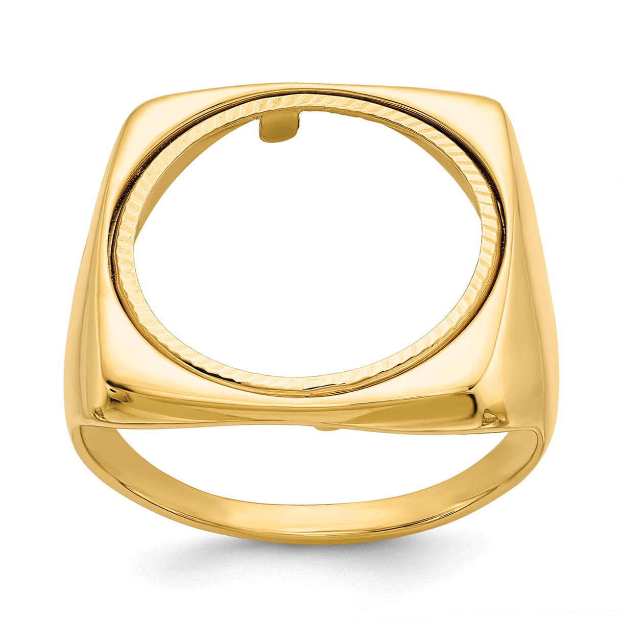 Australian 1/10 oz Gold Lunar $15 Coin Series 3 Coin Bezel Ring Prong Set Mens Diamond-cut Square Shaped in 14k Yellow Gold