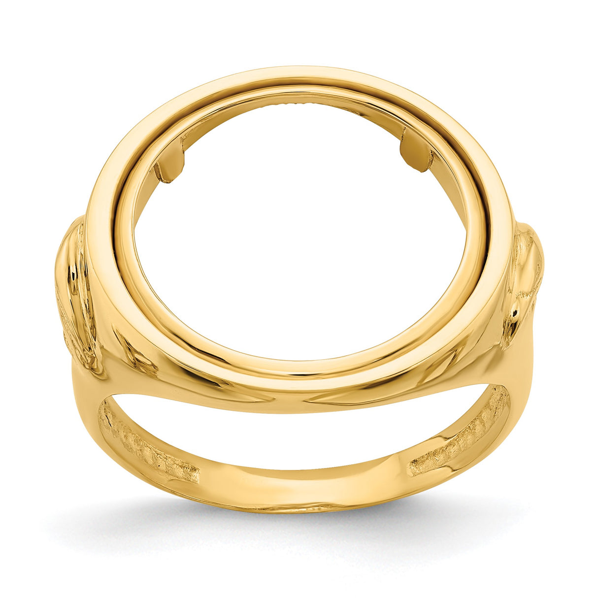 Australian 1/10 oz Gold Kangaroo $15 Coin Bezel Ring Prong Set Mens Eagle Side in 14k Yellow Gold