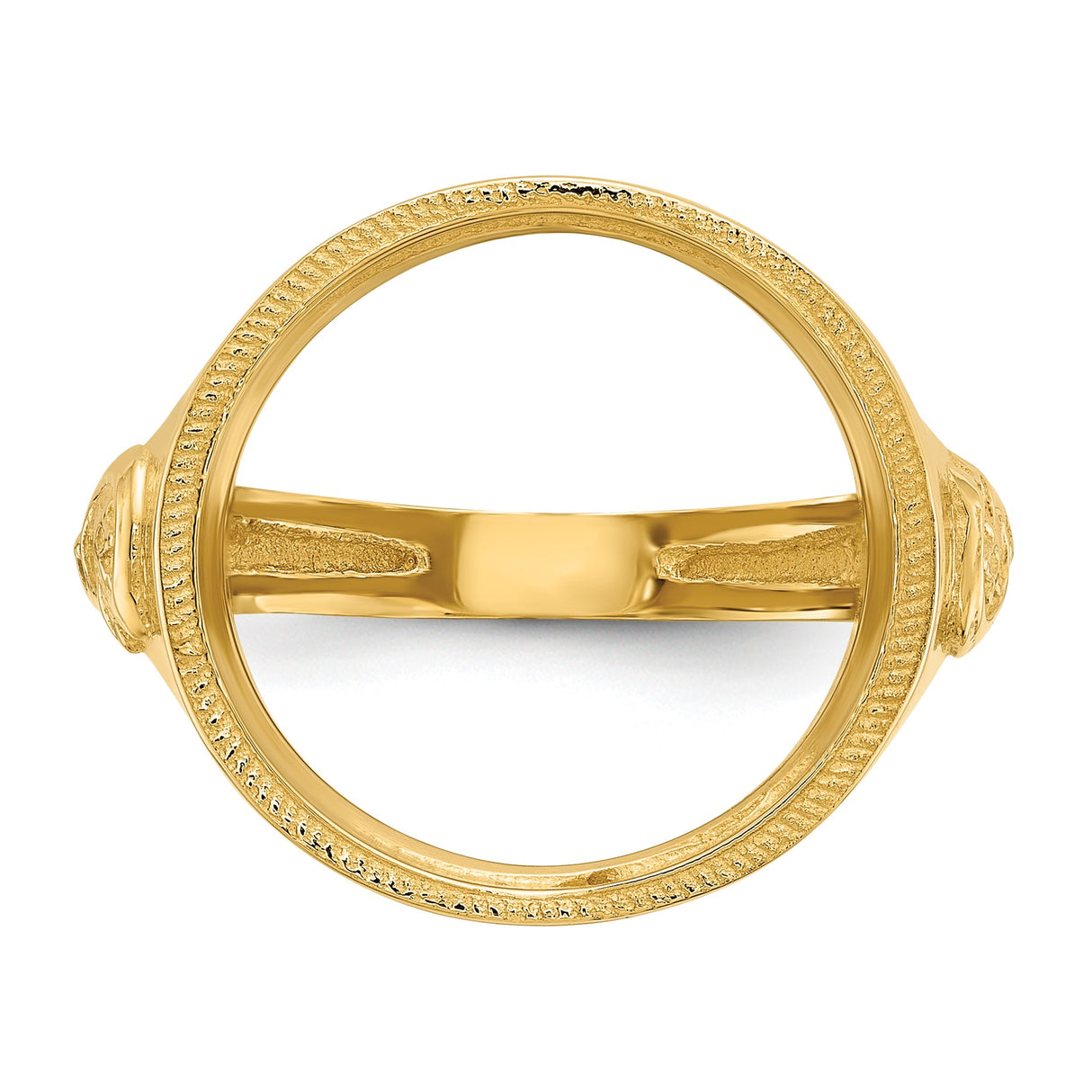 Australian 1/10 oz Gold Lunar $15 Coin Series 3 Coin Bezel Ring Prong Set Mens Diamond-cut Masonic Sides in 14k Yellow Gold