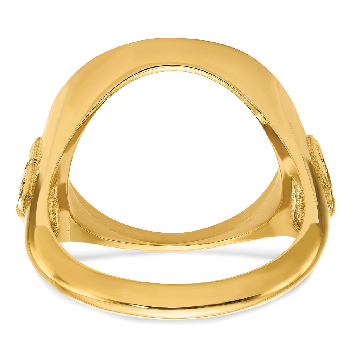 Australian 1/10 oz Gold Kangaroo $15 Coin Bezel Ring Prong Set Mens Diamond-cut Masonic Sides in 14k Yellow Gold