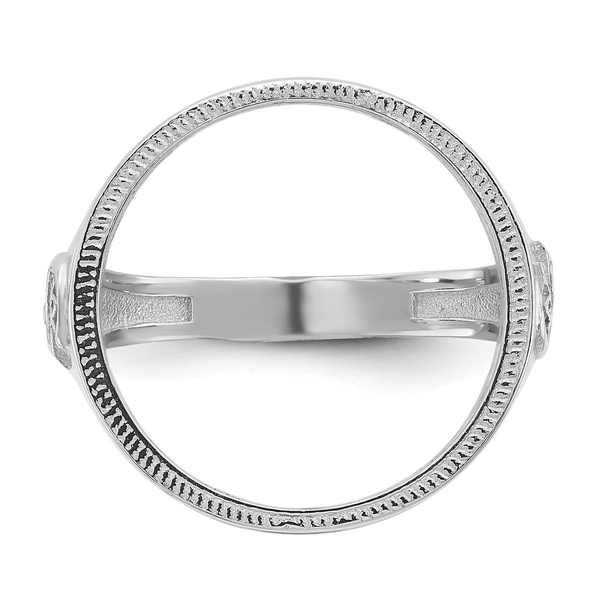 Australian 1/10 oz Gold Lunar $15 Coin Series 3 Coin Bezel Ring Prong Set Mens Diamond-cut Masonic Sides in 14k White Gold