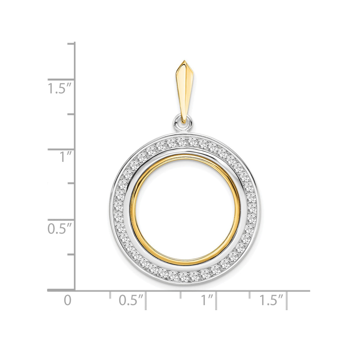 14k Multi-Tone Gold coin bezel for Australian $25 Kangaroo — size reference (ruler)