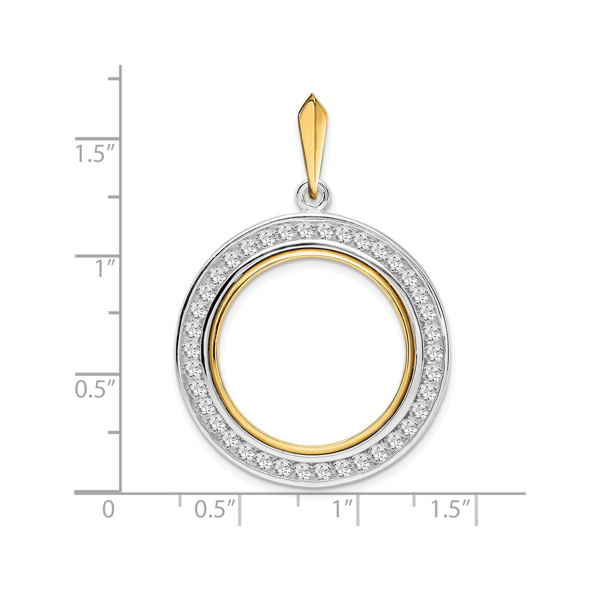 14k Multi-Tone Gold coin bezel for US $25 American Eagle Platinum — size reference (ruler)