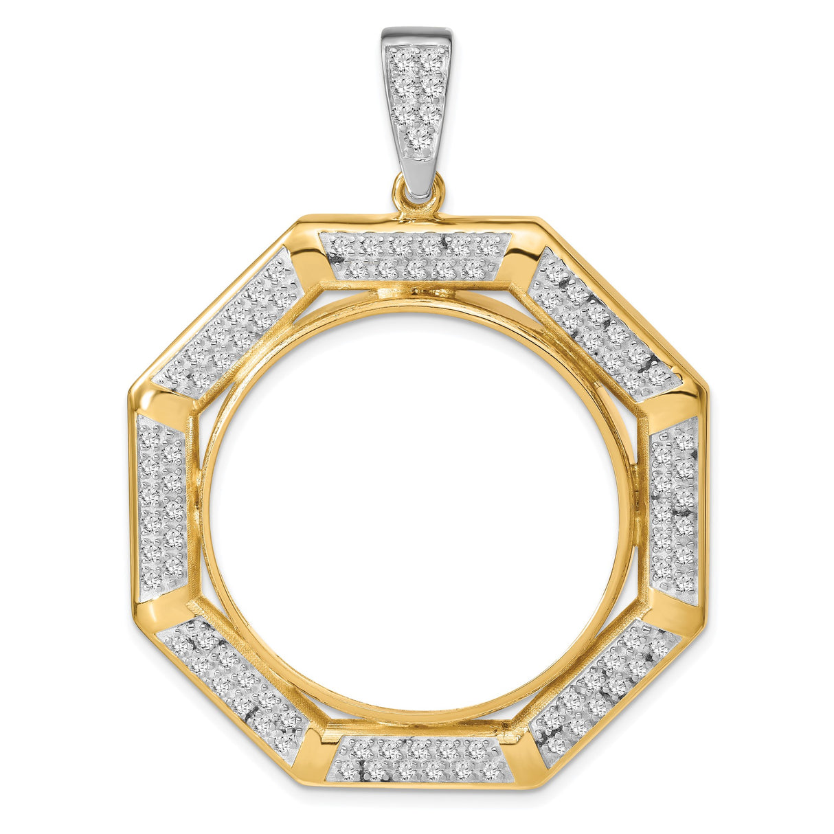 14k Multi-Tone Gold coin bezel for Isle of Man 1/2 Crown Cat