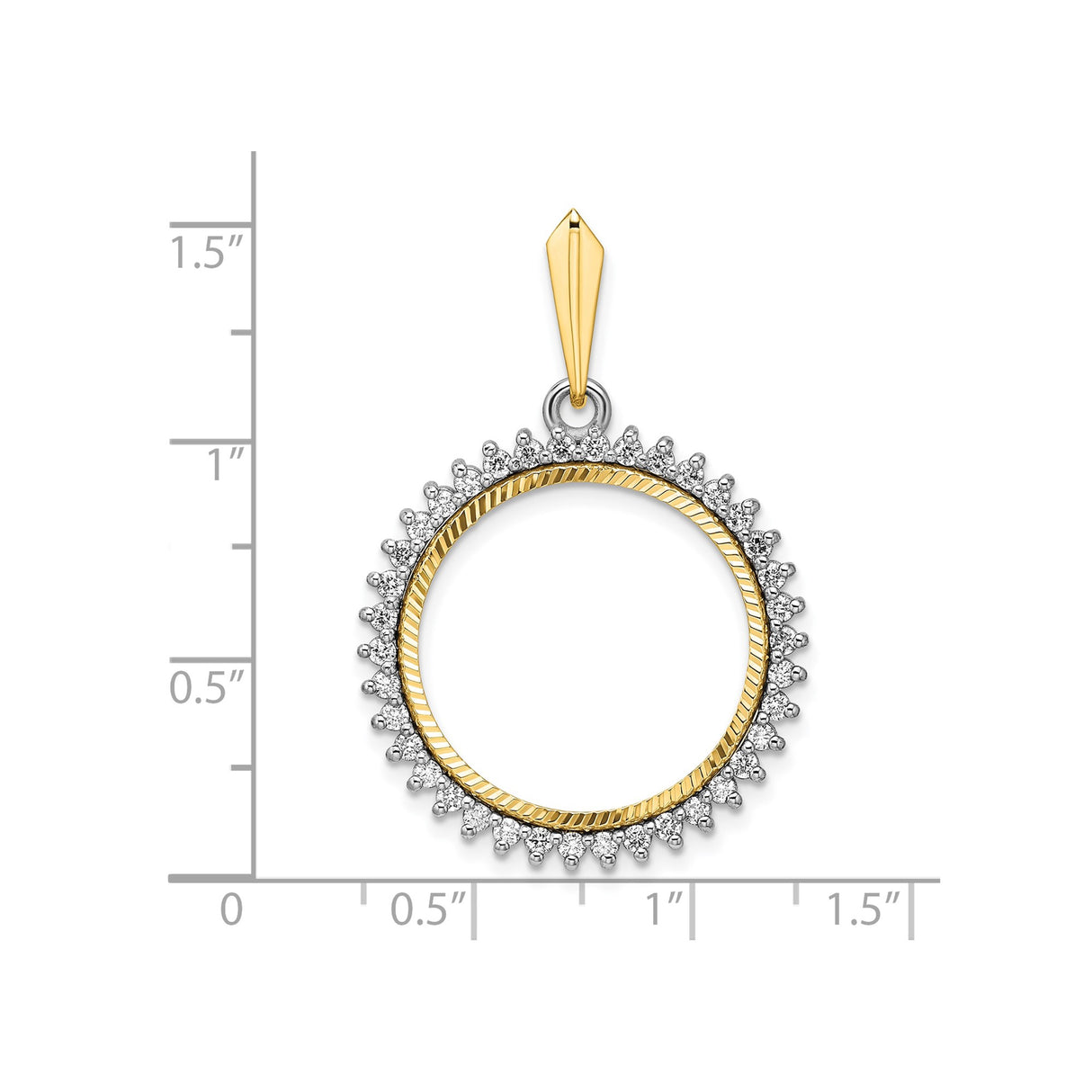 14k Multi-Tone Gold coin bezel for Australian $25 Kangaroo — size reference (ruler)