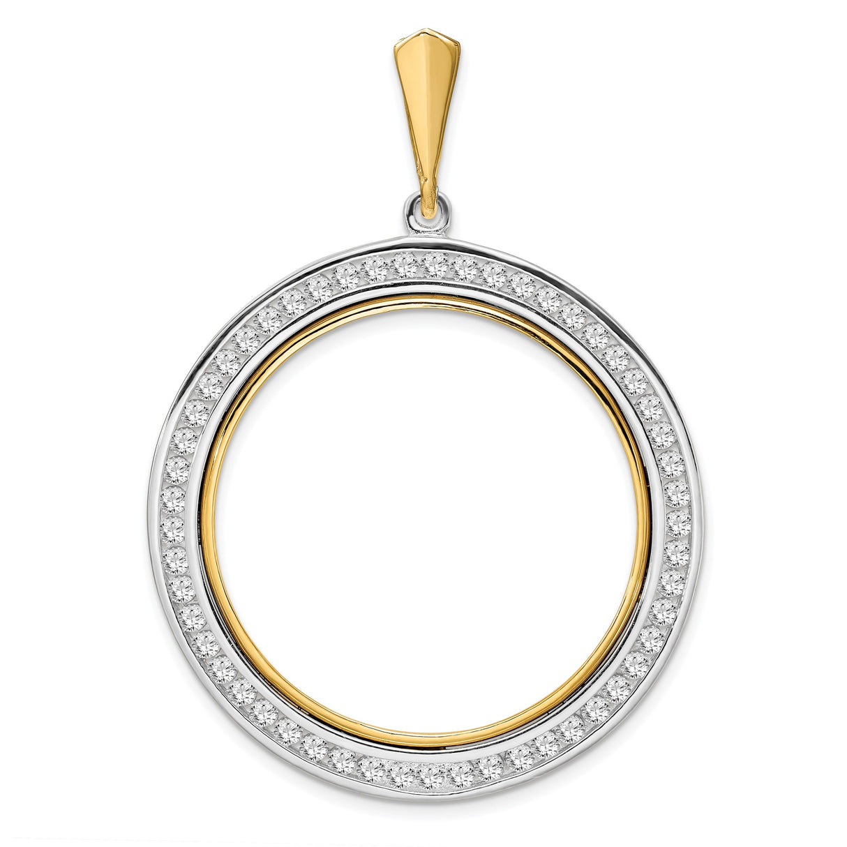 32 mm 14k Multi-Tone Gold coin bezel pendant for Canadian $1 Dollar
