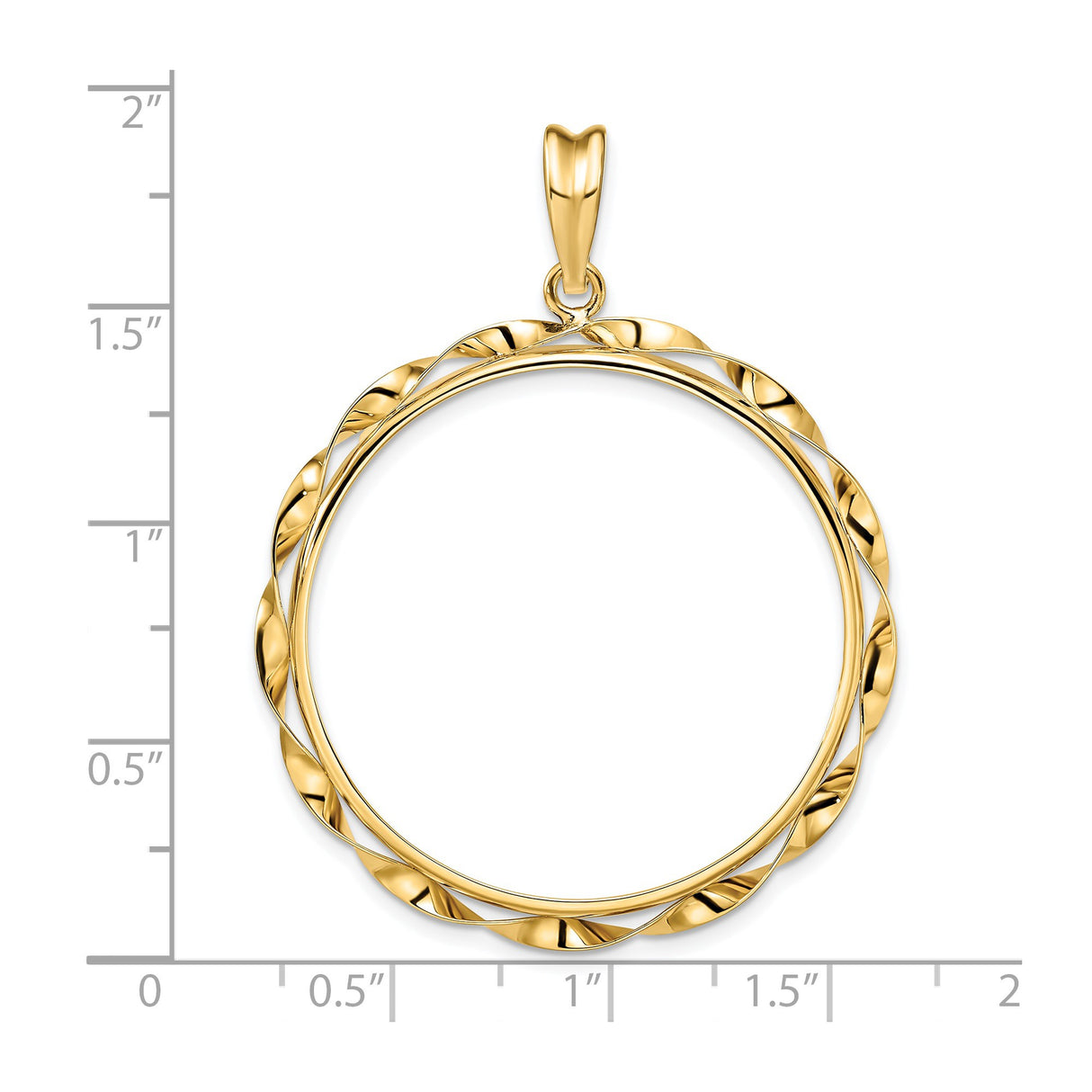 32 mm 14k Yellow Gold coin bezel pendant for Canadian $1 Dollar β size reference (ruler)