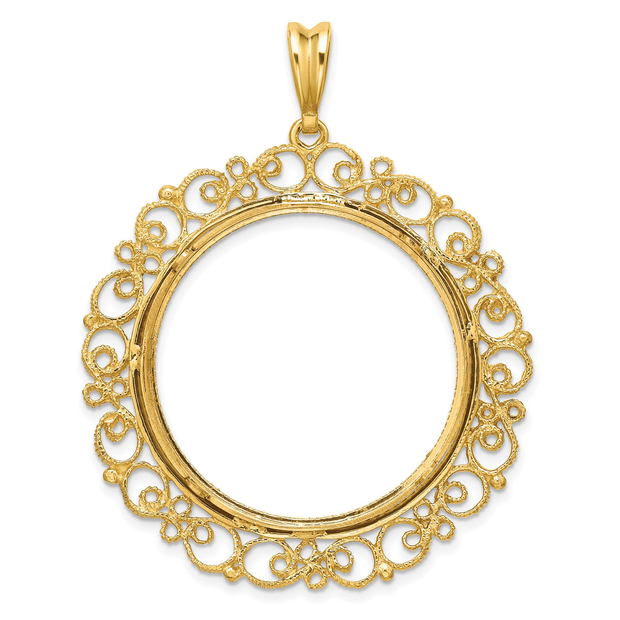 30 mm 14k Yellow Gold coin bezel pendant for Canadian $50 Maple Leaf — additional image