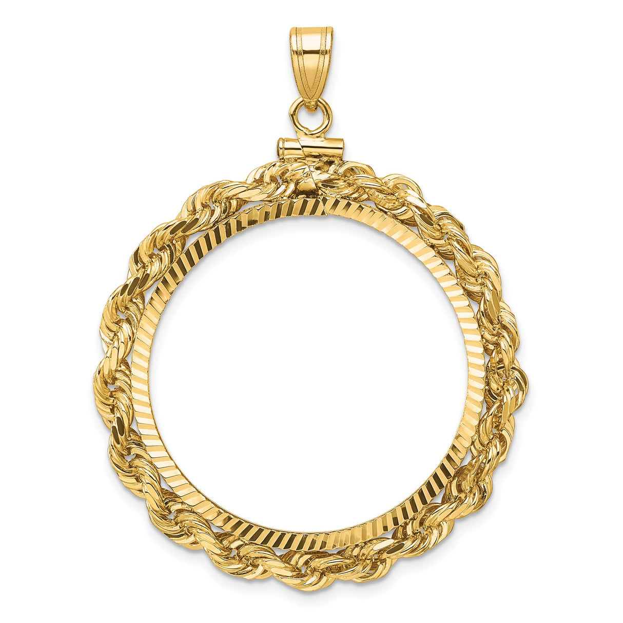 30 mm 14k Yellow Gold coin bezel pendant for Canadian $50 Maple Leaf