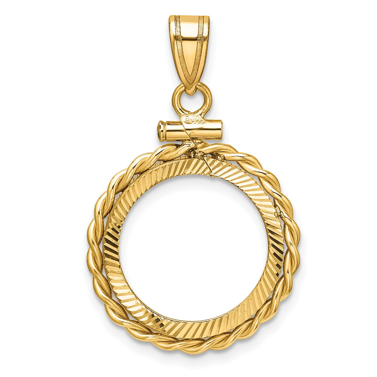 16 mm 14k Yellow Gold coin bezel pendant for Canadian $5 Maple Leaf