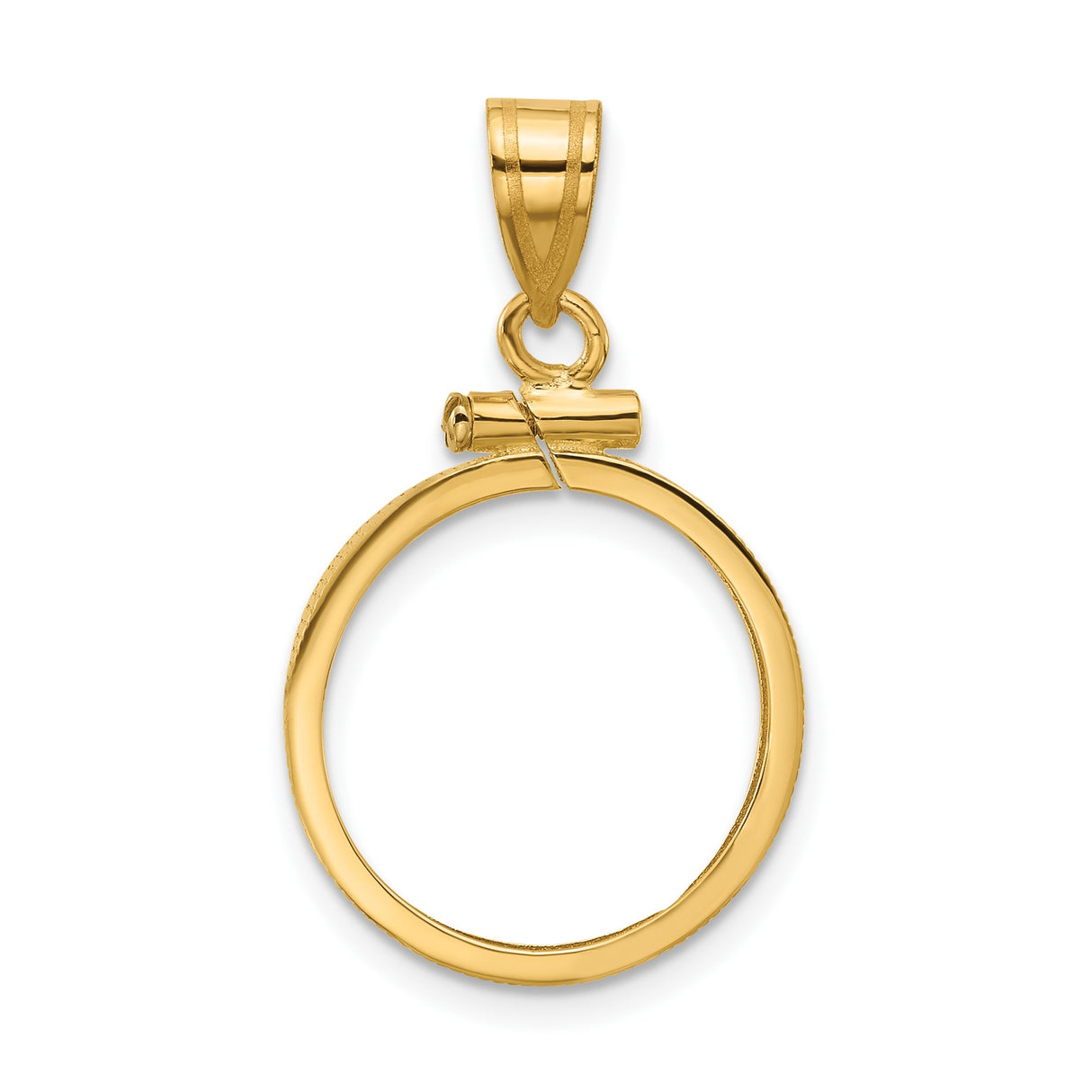 16 mm 14k Yellow Gold coin bezel pendant for Canadian $5 Maple Leaf