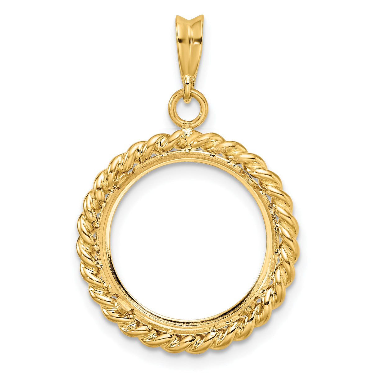 16 mm 14k Yellow Gold coin bezel pendant for Canadian $5 Maple Leaf — additional image