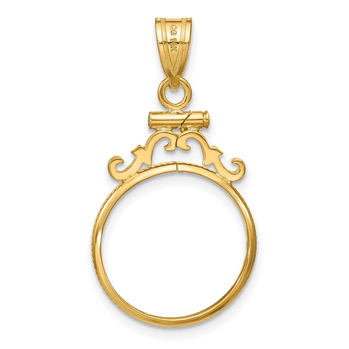 16 mm 14k Yellow Gold coin bezel pendant for Canadian $5 Maple Leaf — additional image
