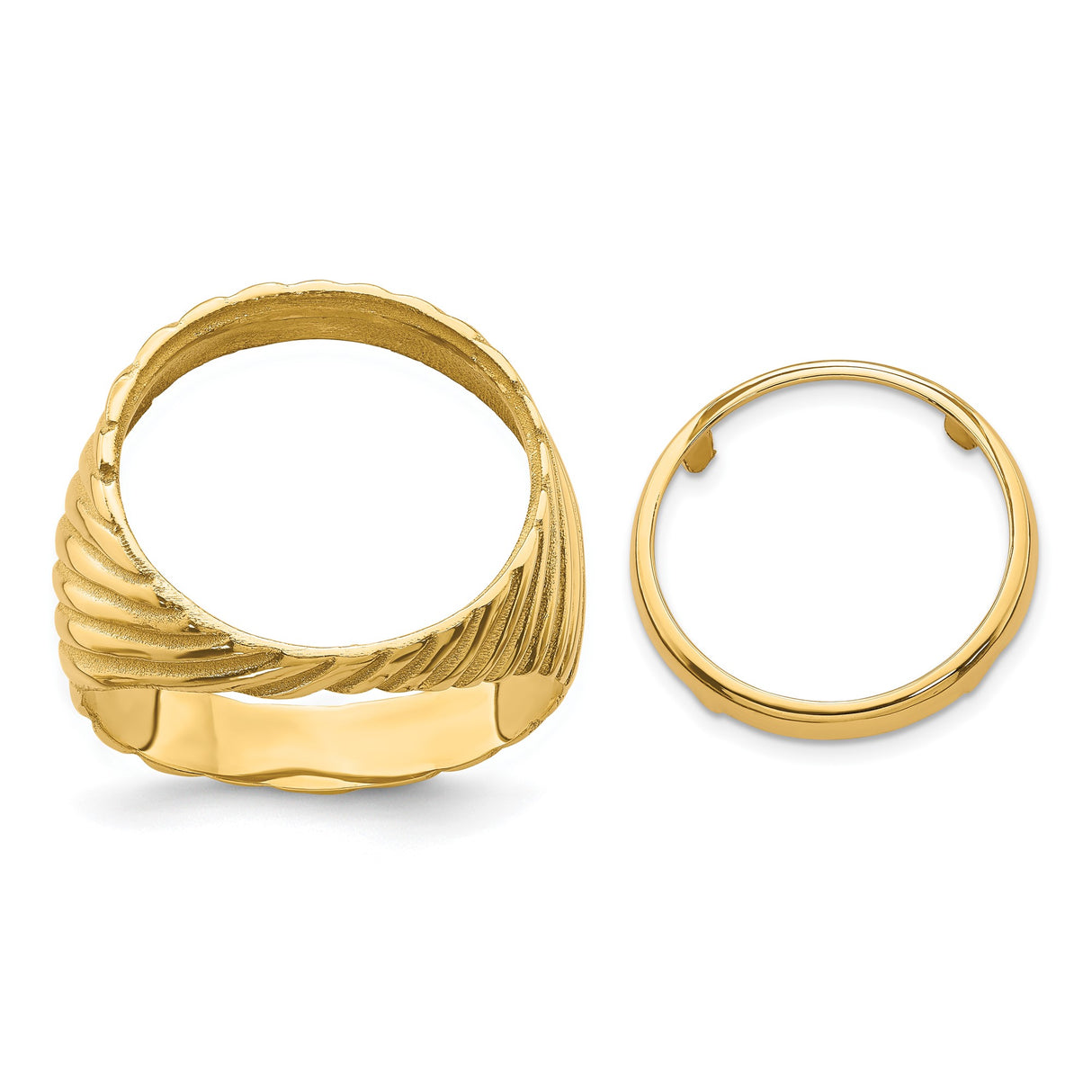 16 mm 14k Yellow Gold coin bezel ring for Canadian $5 Maple Leaf