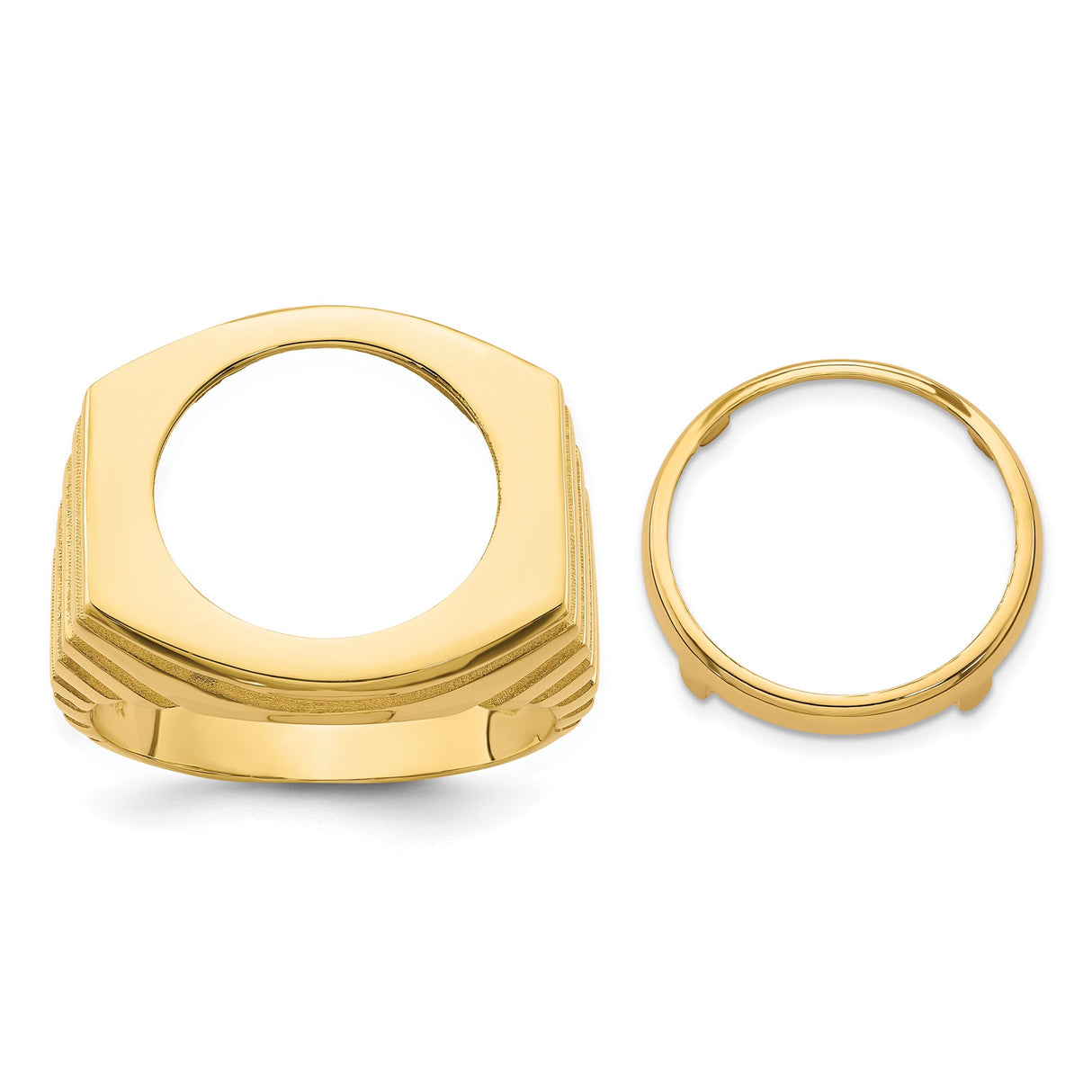 16 mm 14k Yellow Gold coin bezel ring for Canadian $5 Maple Leaf