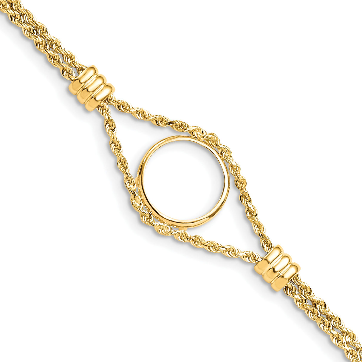15 mm 14k Yellow Gold coin bezel bracelet for Canadian $2 Maple Leaf