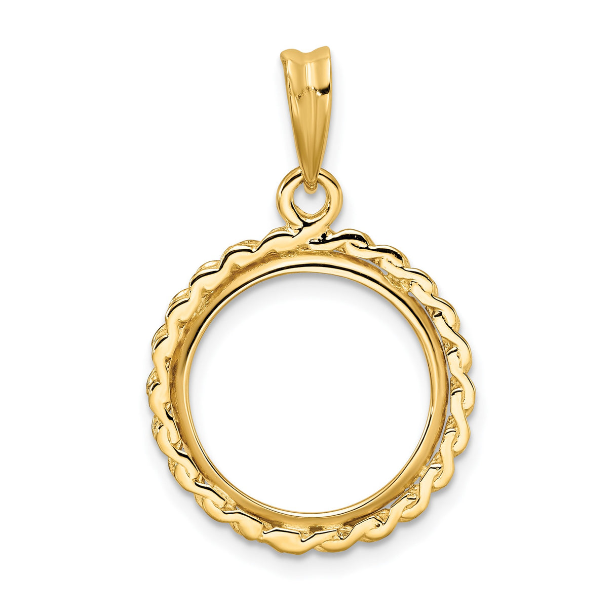 15 mm 14k Yellow Gold coin bezel pendant for Canadian $2 Maple Leaf