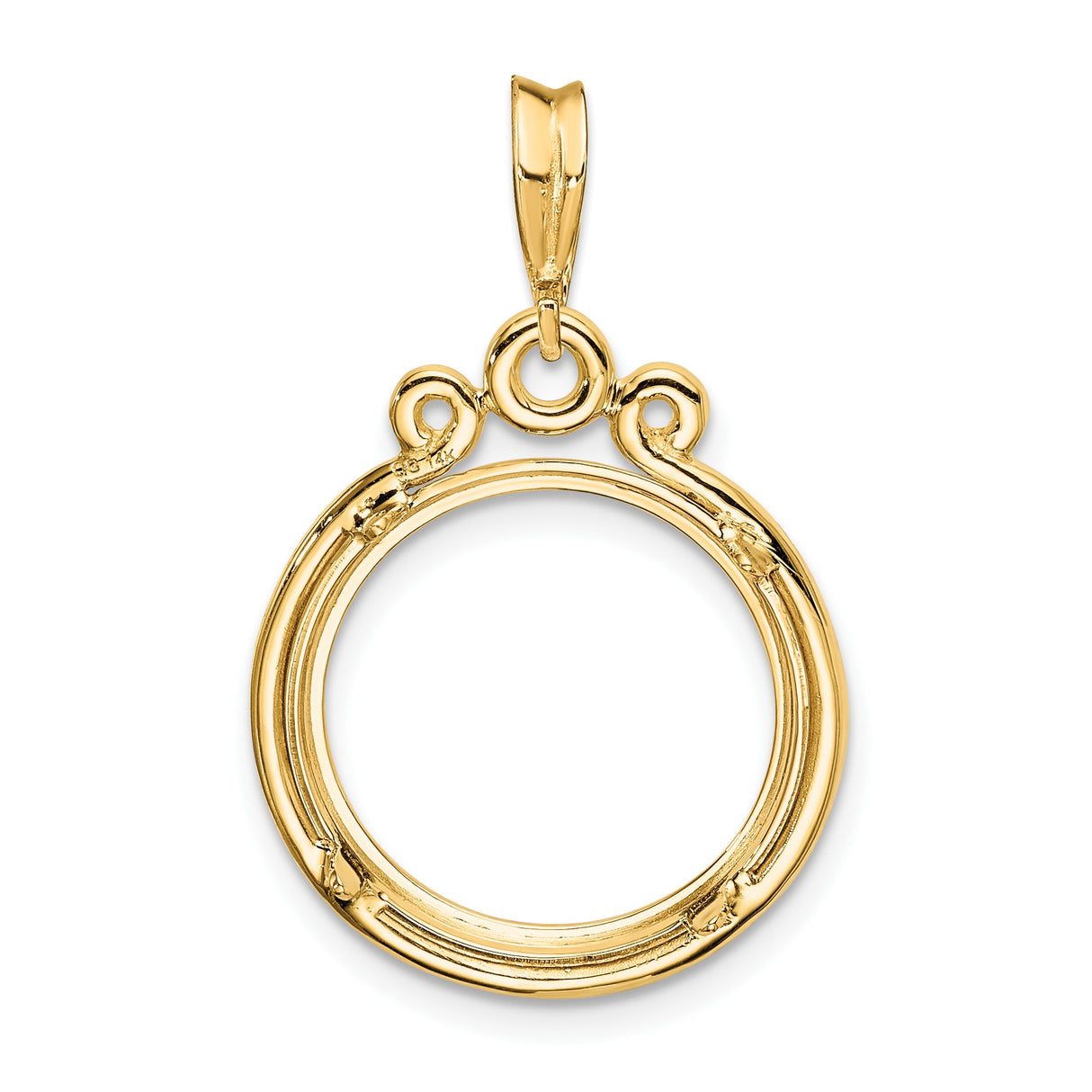 15 mm 14k Yellow Gold coin bezel pendant for Canadian $2 Maple Leaf — additional image
