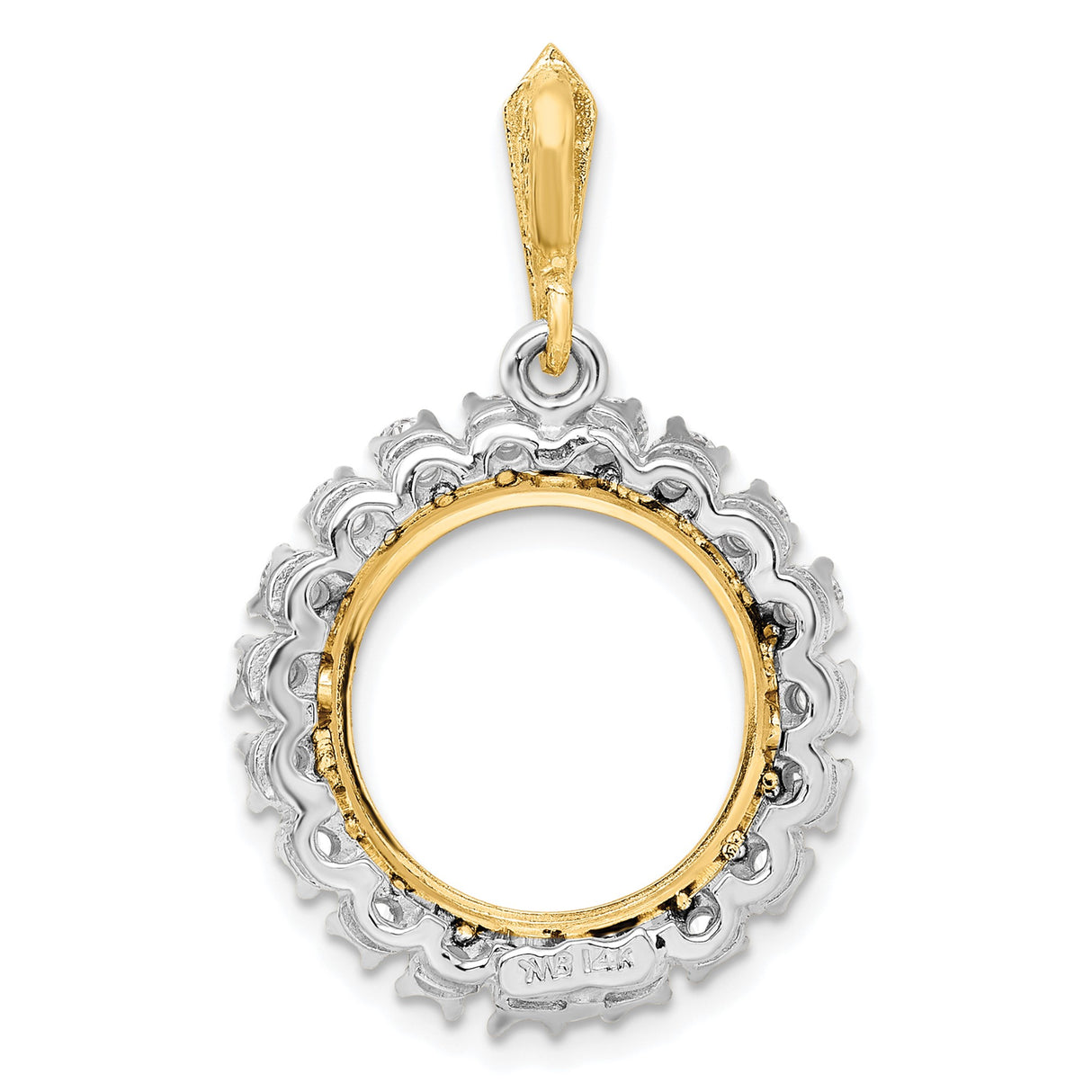 15 mm 14k Multi-Tone Gold coin bezel pendant for Canadian $2 Maple Leaf — additional image